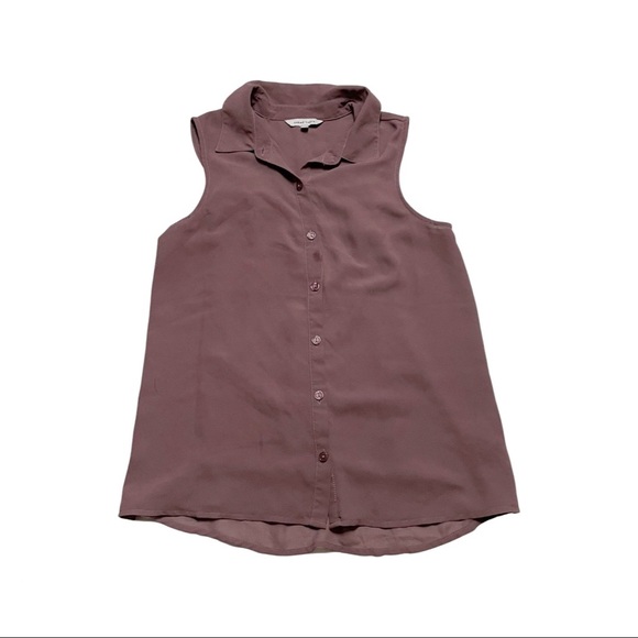 Naked Zebra Tops - Naked Zebra Purple Sheer Lightweight Sleeveless Button Down Blouse Cutout Back S